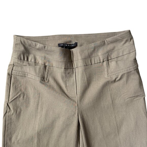 Zac & Rachel tan flat front khaki cropped stretchy pull on pants women's size 6 - Picture 3 of 6